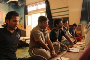 Actors learning the traditional nautanki verses