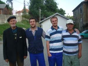Alex Potocean, Andrei Șerban, Vasile Codrea (retired miner), Vasile Pantelimon (retired miner). Aninoasa, 2012. Photo: David Schwartz